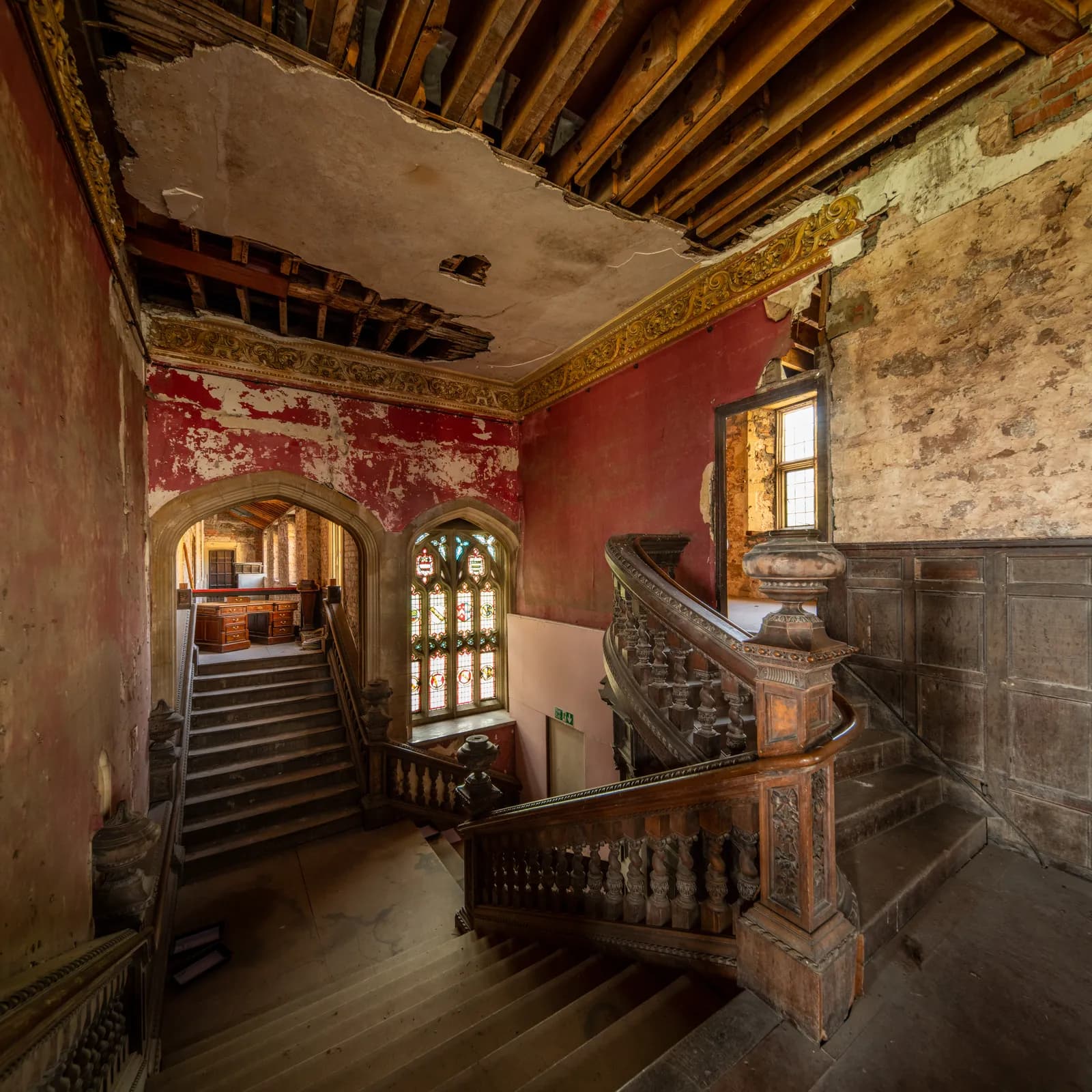 The staircase to the first floor at Ashton Court Mansion
