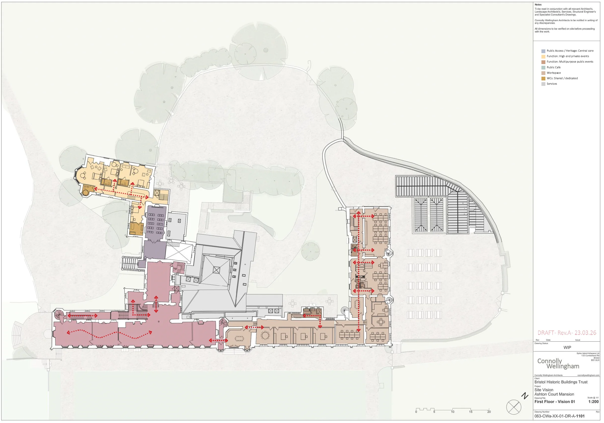 BHBT proposed first floor plan for Ashton Court Mansion, by Connolly Wellingham