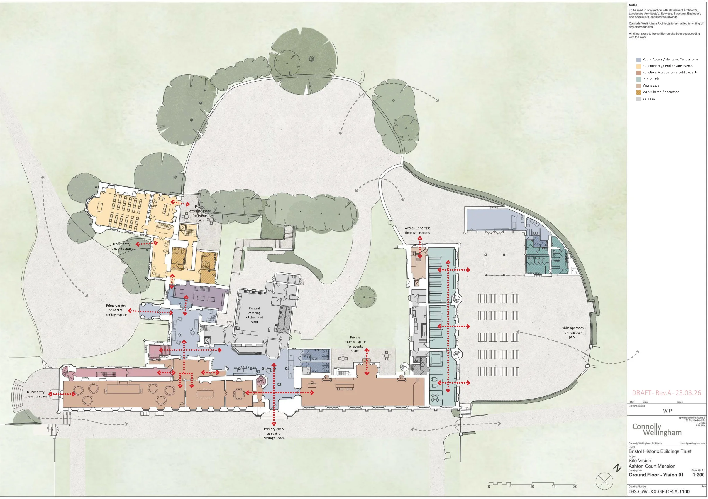 BHBT proposed ground floor plan for Ashton Court Mansion, by Connolly Wellingham
